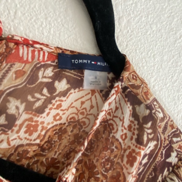 Tommy Hilfiger long sleeve maxi dress in brown/red print size 6 new without tag - Picture 5 of 6